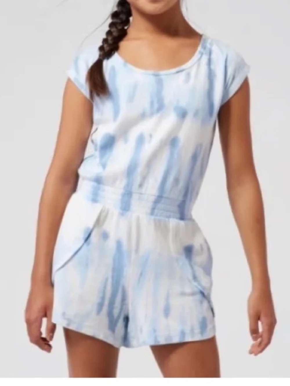New! Athleta Girl Tie Dye Romper, Blue, Size XL/14
